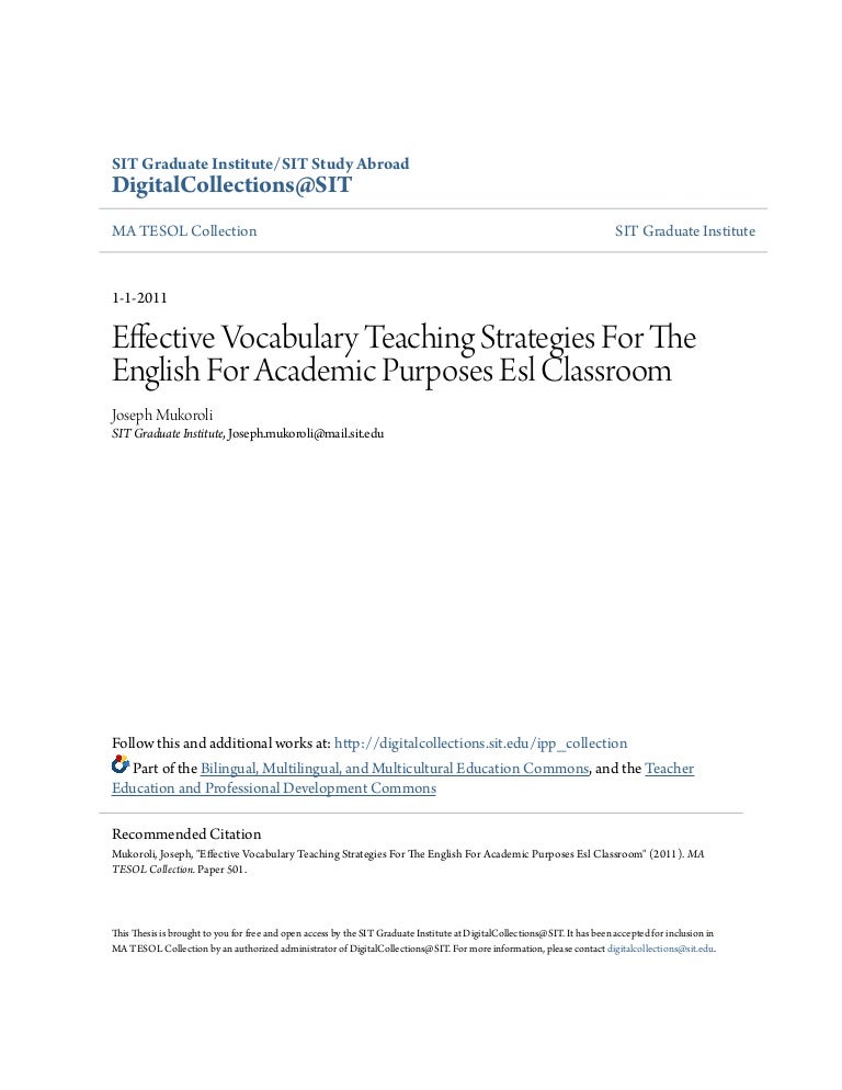 thesis on vocabulary teaching strategies